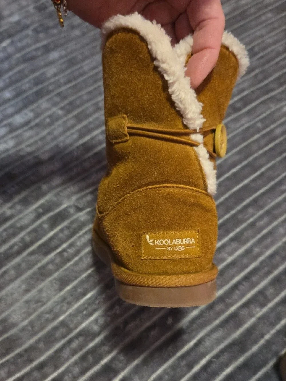 Koolaburra Suede Short Boot - Tan with Cream Logo